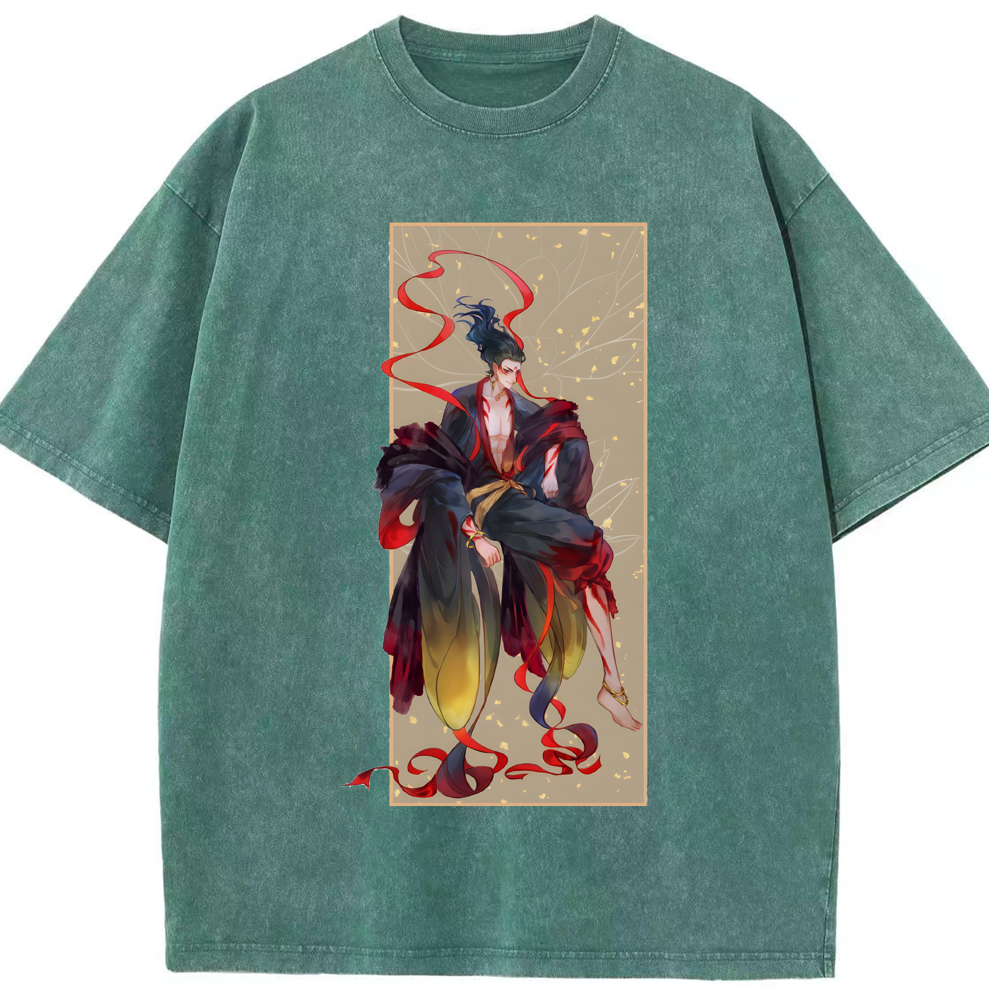 （画像用） Ne Zha 2 ナタ 魔童の大暴れ 綿100% ヴィンテージ風 半袖Tシャツ（フロントプリント）